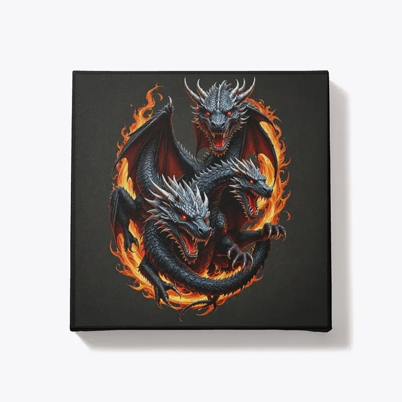 Fiery Three-Headed Dragon-Art