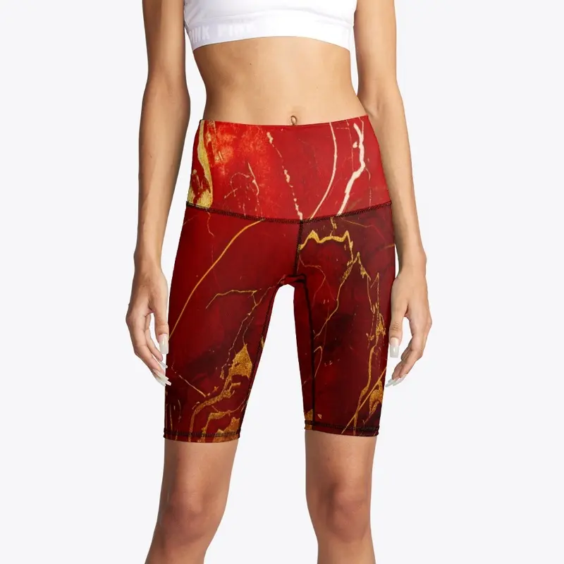 "Red Vein Rush Bike Shorts"